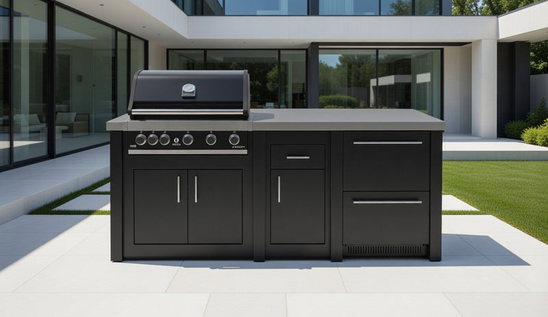 Grandpro by Stoll Aluminum Outdoor Kitchen Graphite GrandPro and Double Drawer Fridge | 2.3M