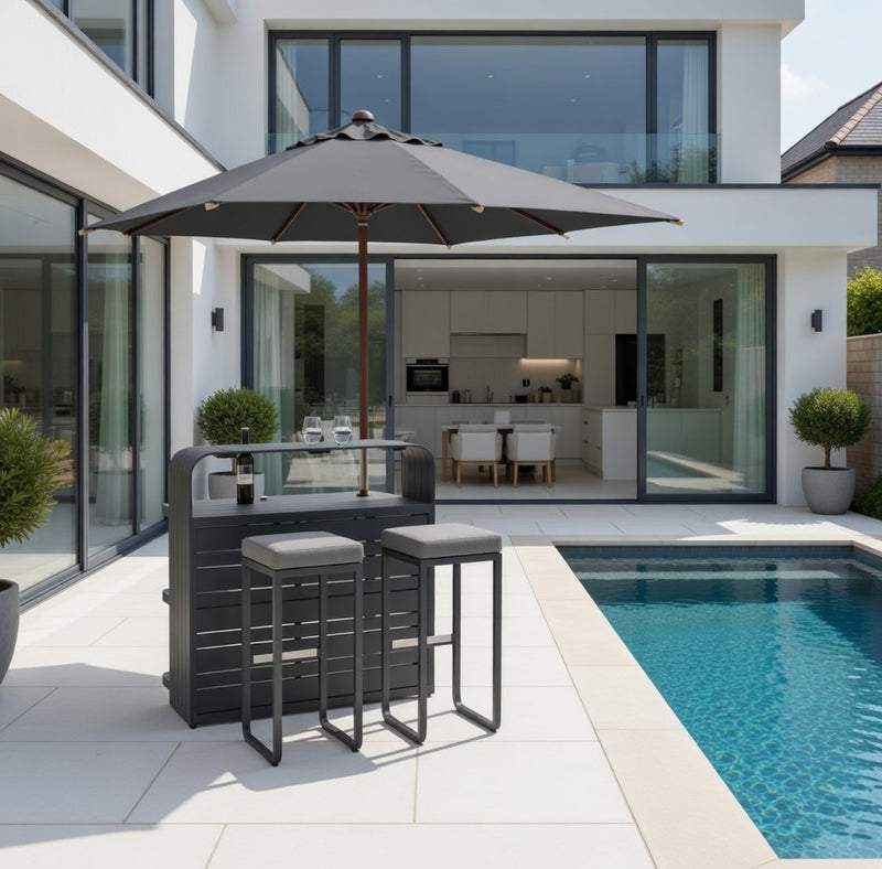 Luxurious Air Anthracite Outdoor Bar, 1.1M Made of Aluminium, Modular System for Private and Commercial Use