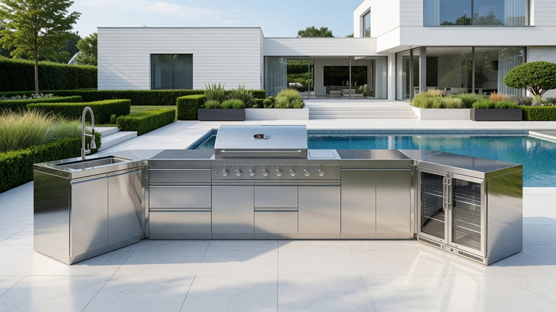 Whistler Outdoor Kitchen 6 Burner BBQ, Sink and Fridge | Bradford | 5.4Meters