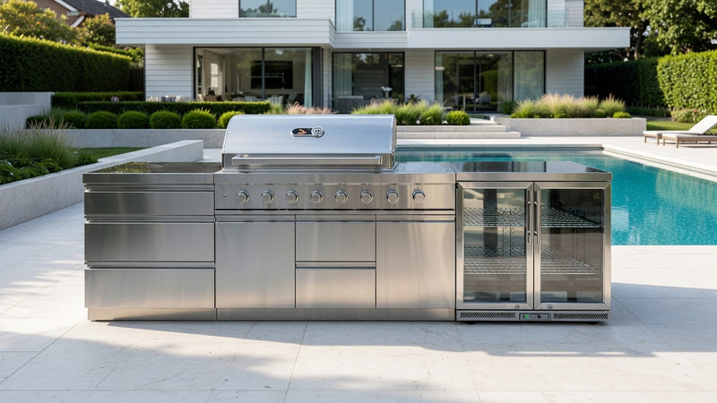 Whistler Outdoor Kitchen 6 Burner BBQ, Fridge and Triple Drawer 2.9M