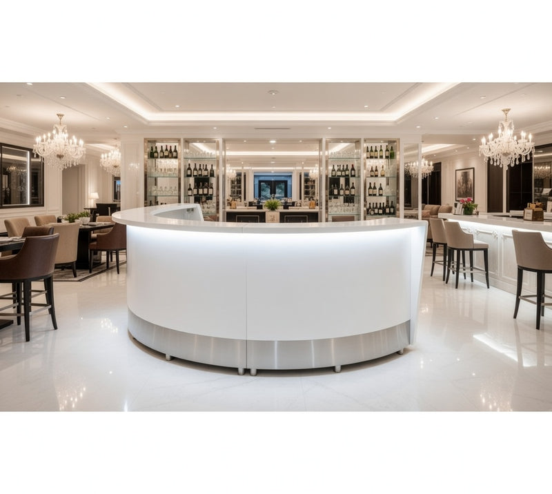 Front Reception Counter For Pub, Hotel, Hospital, Iluminated / Counter LED - Complete Set 7 + Sink