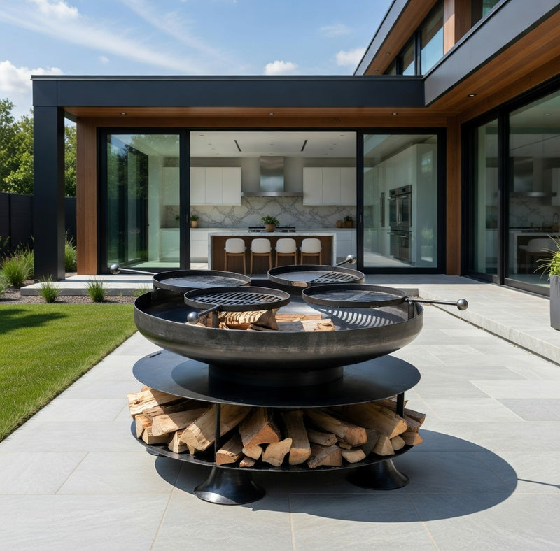 Ring of Logs 120 with Four Swing Arm BBQ Racks