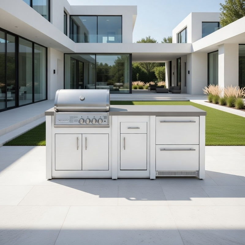 Grandpro by Stoll Aluminum Outdoor Kitchen Crossray and Double Drawer Fridge | 2.3M