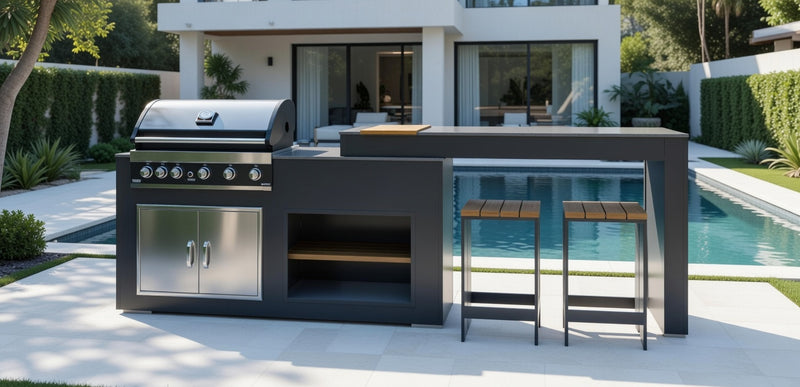 Grillandia Outdoor Kitchen with Turning Table and  Weather Cover - 2m / 3.2m