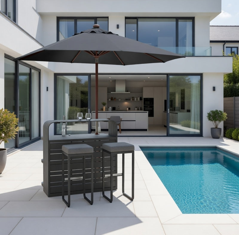 Luxurious Air Anthracite Outdoor Bar, 1.1M Made of Aluminium, Modular System for Private and Commercial Use