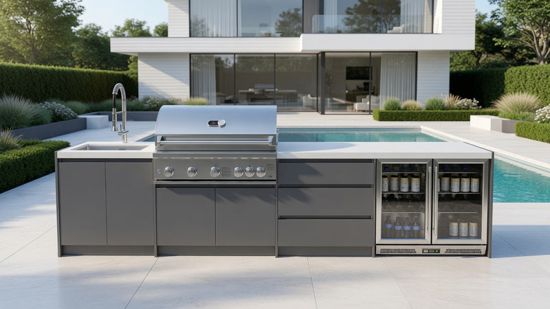 Whistler Fairford Grey Outdoor Kitchen with Burford 5-Burner BBQ | 3.6M Full-Length