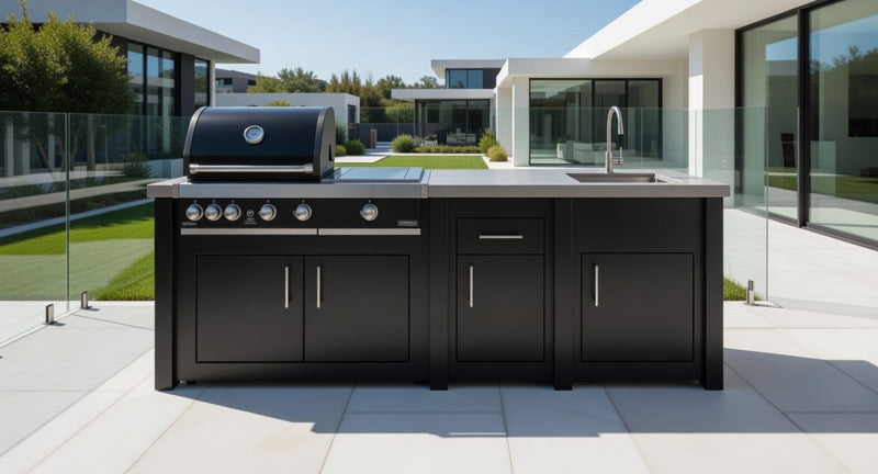 Grandpro by Stoll Aluminum Outdoor Kitchen Graphite Premium Plus, and Sink | 2.6M