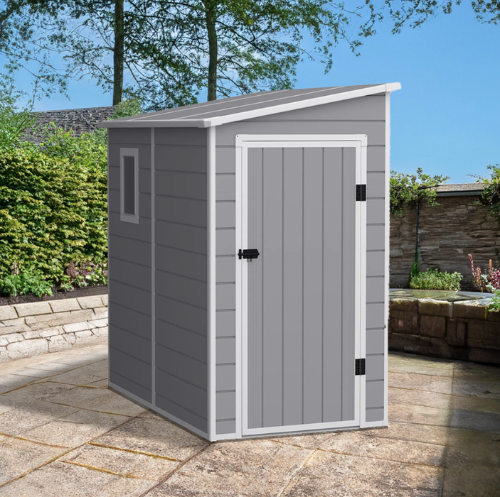 LOTUS VERITAS LEAN TO PLASTIC SHED LIGHT GREY WITH FLOOR 6X4