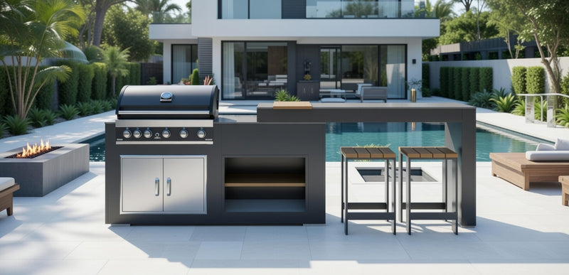 Grillandia Outdoor Kitchen with Turning Table and  Weather Cover - 2m / 3.2m