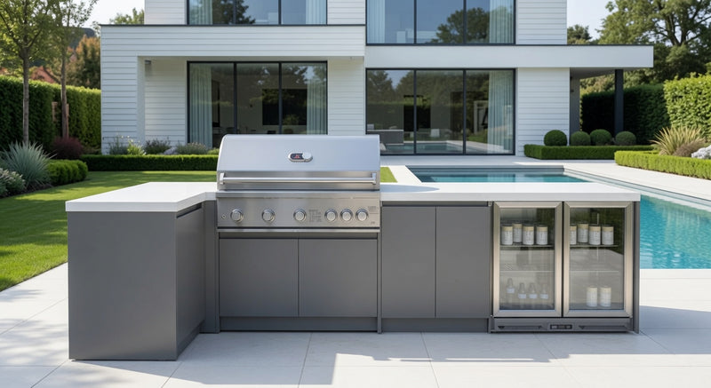 Whistler Fairford Grey Outdoor Kitchen with Burford 5-Burner BBQ | 3.6M X 1.5M Full-Length