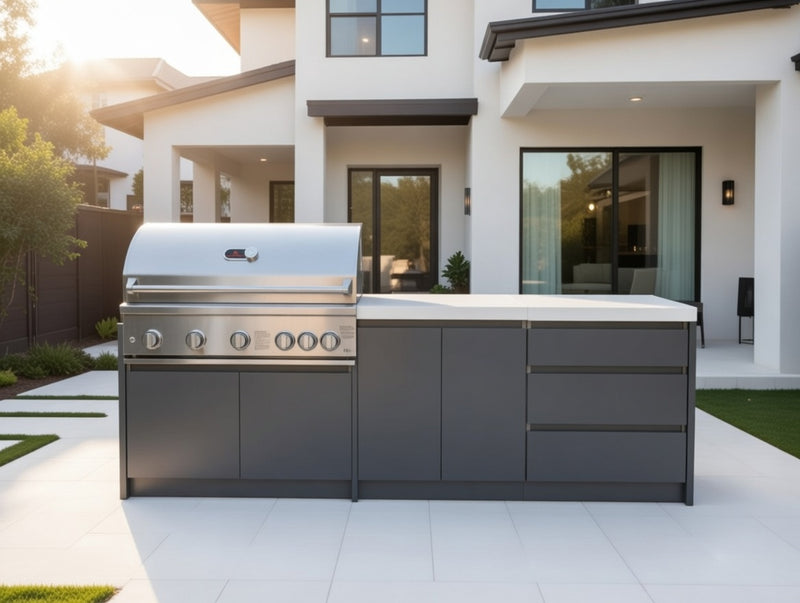Whistler Fairford Grey Outdoor Kitchen with Burford 5-Burner BBQ | 2.7M Full-Length