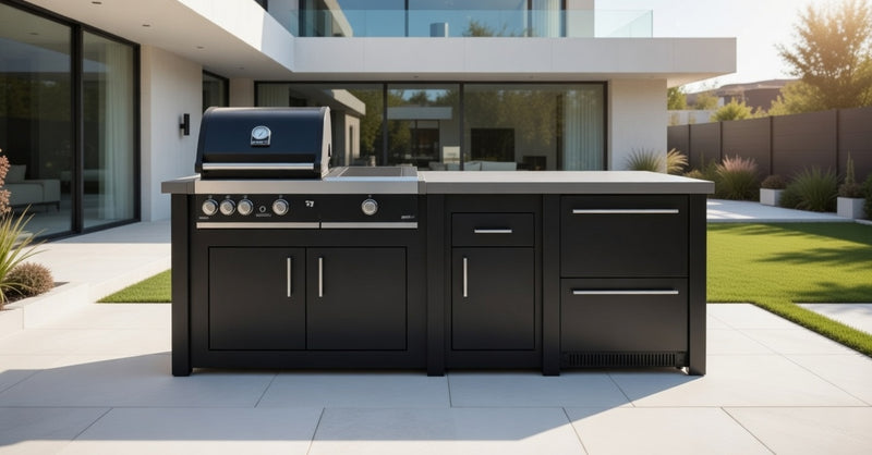 Grandpro by Stoll Aluminum Outdoor Kitchen Graphite Premium Plus and Double Drawer Fridge | 2.6M