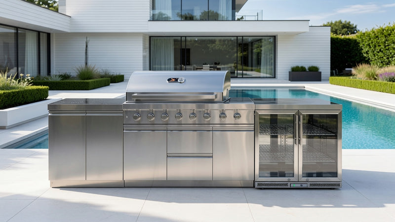 Whistler Outdoor Kitchen 6-Burner BBQ, Fridge, & Double Door Cabinet | 3M