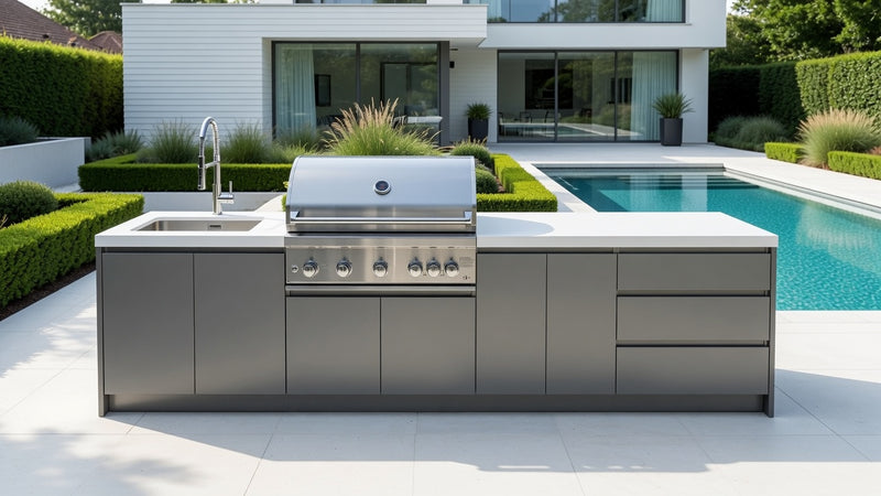 Whistler Fairford Grey Outdoor Kitchen with Burford 5-Burner BBQ | 3.5M Full-Length