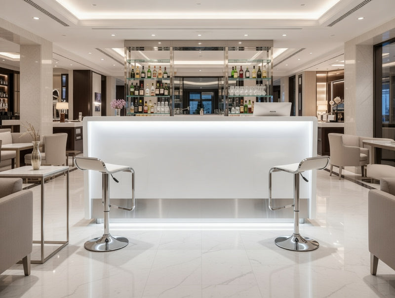 Front Reception Counter For Pub, Hotel, Hospital, Iluminated / Counter LED - Complete Set 2 + Sink