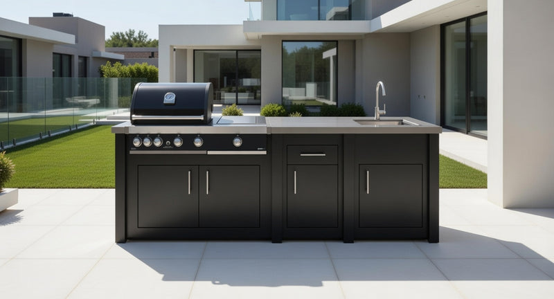 Grandpro by Stoll Aluminum Outdoor Kitchen Graphite Premium Plus, and Sink | 2.6M