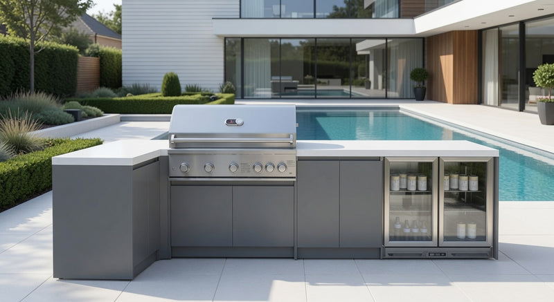 Whistler Fairford Grey Outdoor Kitchen with Burford 5-Burner BBQ | 3.6M X 1.5M Full-Length