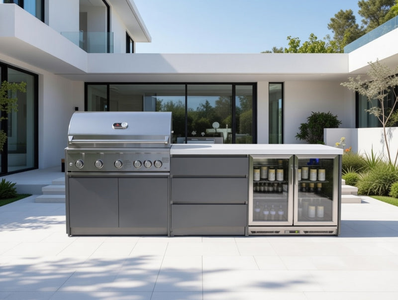 Whistler Fairford Grey Outdoor Kitchen with Burford 5-Burner BBQ | 2.8M Full-Length