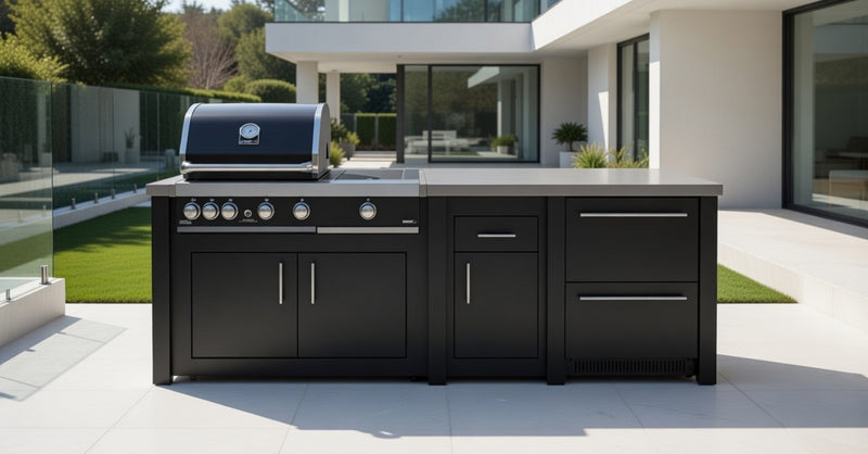 Grandpro by Stoll Aluminum Outdoor Kitchen Graphite Premium Plus and Double Drawer Fridge | 2.6M