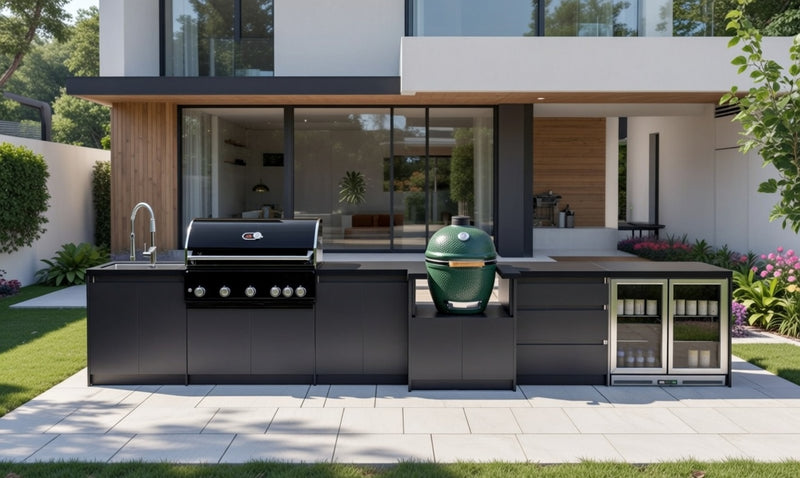Whistler Fairford Black Outdoor Kitchen with Burford 5 Burner BBQ | 5.2M Full-Length