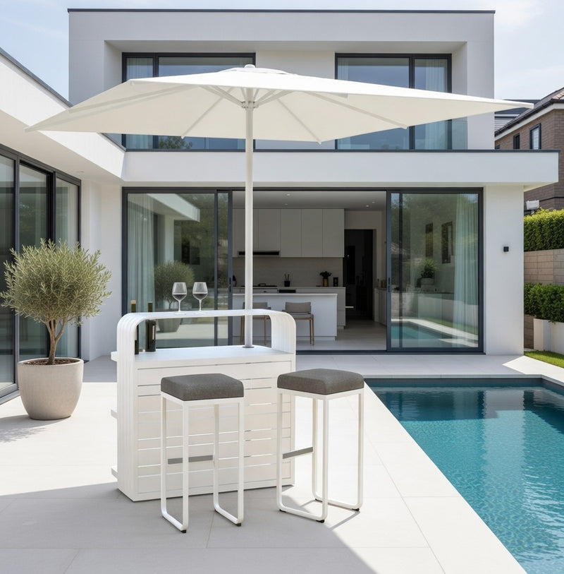 Luxurious Air White Outdoor Bar, 1.1M Made of Aluminium, Modular System for Private and Commercial Use