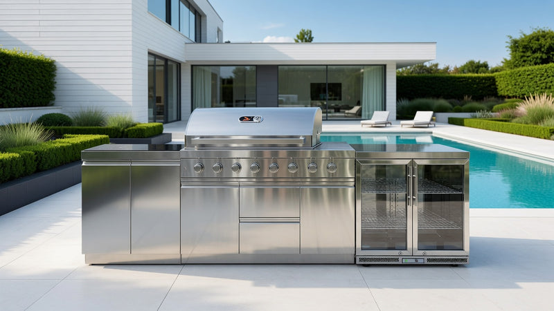 Whistler Outdoor Kitchen 6-Burner BBQ, Fridge, & Double Door Cabinet | 3M