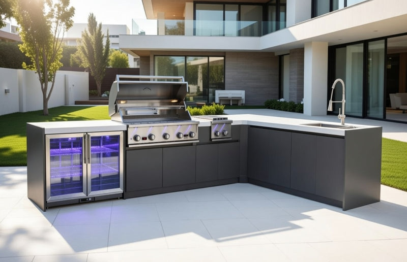 Whistler Fairford Outdoor Kitchen with Burford 5-Burner BBQ and side burner | 3.6M X 2.4M Full-Length
