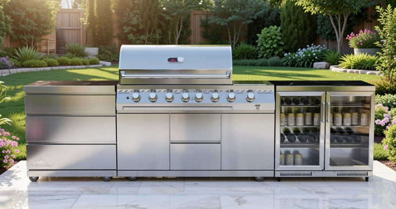 Whistler Outdoor Kitchen 6 Burner BBQ, Fridge and Triple Drawer | 3.2Meters