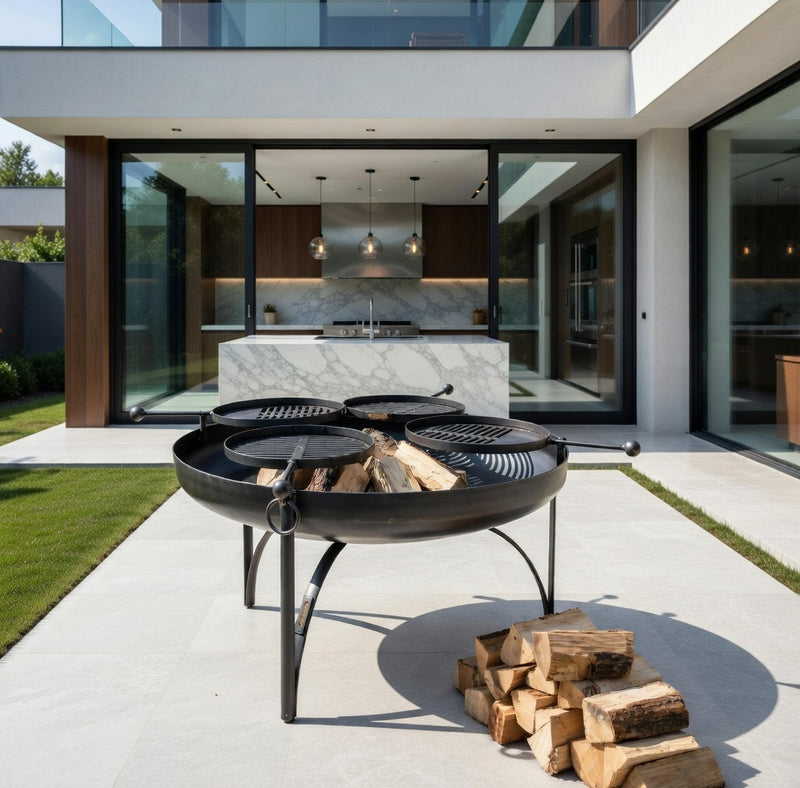 Plain Jane 120 Fire Pit with Four Swing Arm BBQ Racks