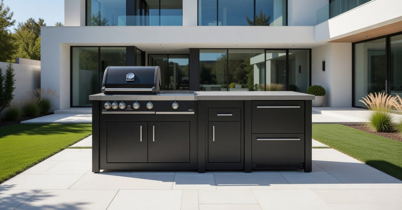 Grandpro by Stoll Aluminum Outdoor Kitchen Graphite Premium Plus and Double Drawer Fridge | 2.6M