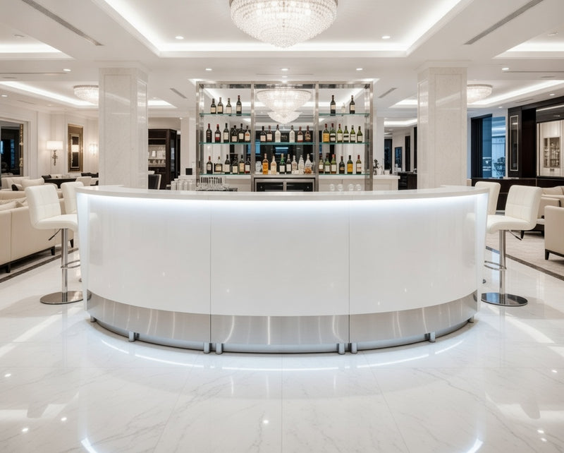 Front Reception Counter For Pub, Hotel, Hospital, Iluminated / Counter LED - Complete Set 6 + Sink