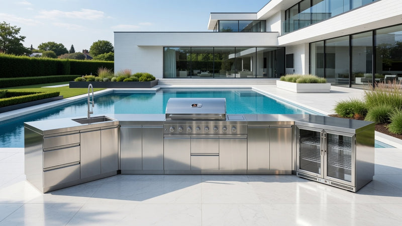 Whistler Outdoor Kitchen 6 Burner BBQ, Sink and Fridge Stanton 5.7m