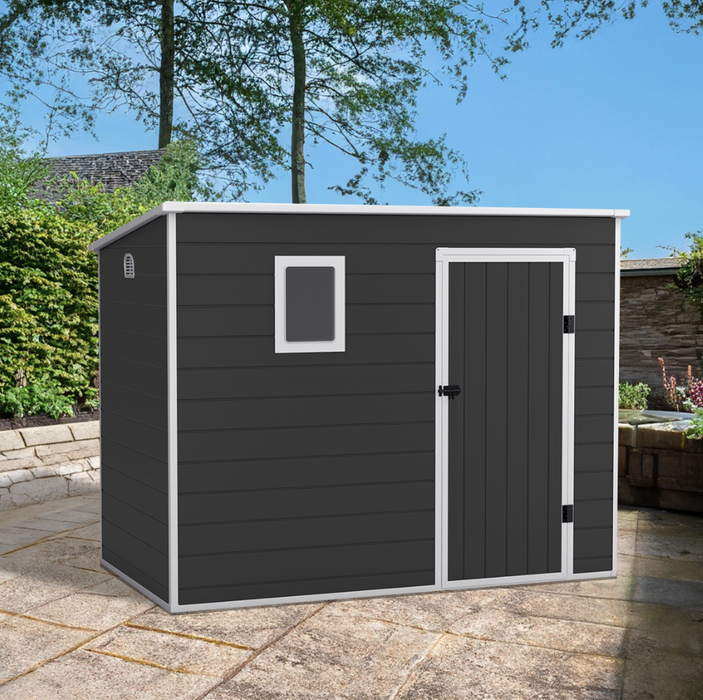 OXONIA PENT PLASTIC SHED 8X5 DARK GREY WITH FLOOR