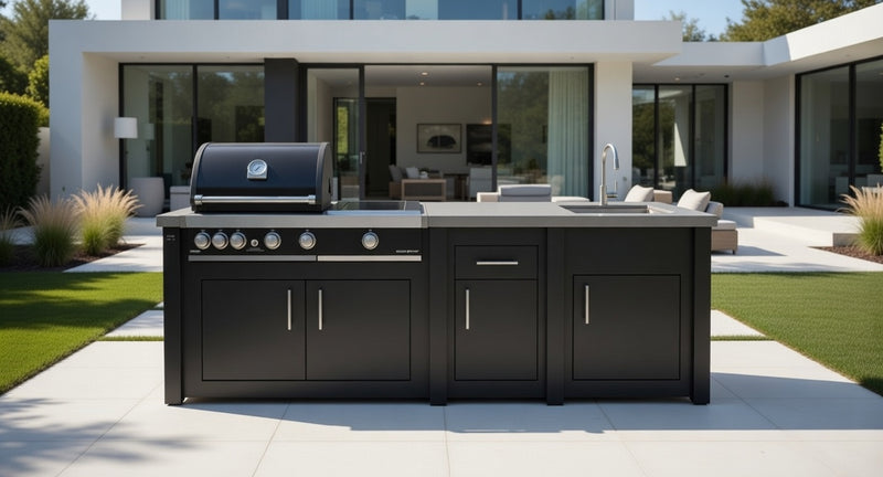 Grandpro by Stoll Aluminum Outdoor Kitchen Graphite Premium Plus, and Sink | 2.6M