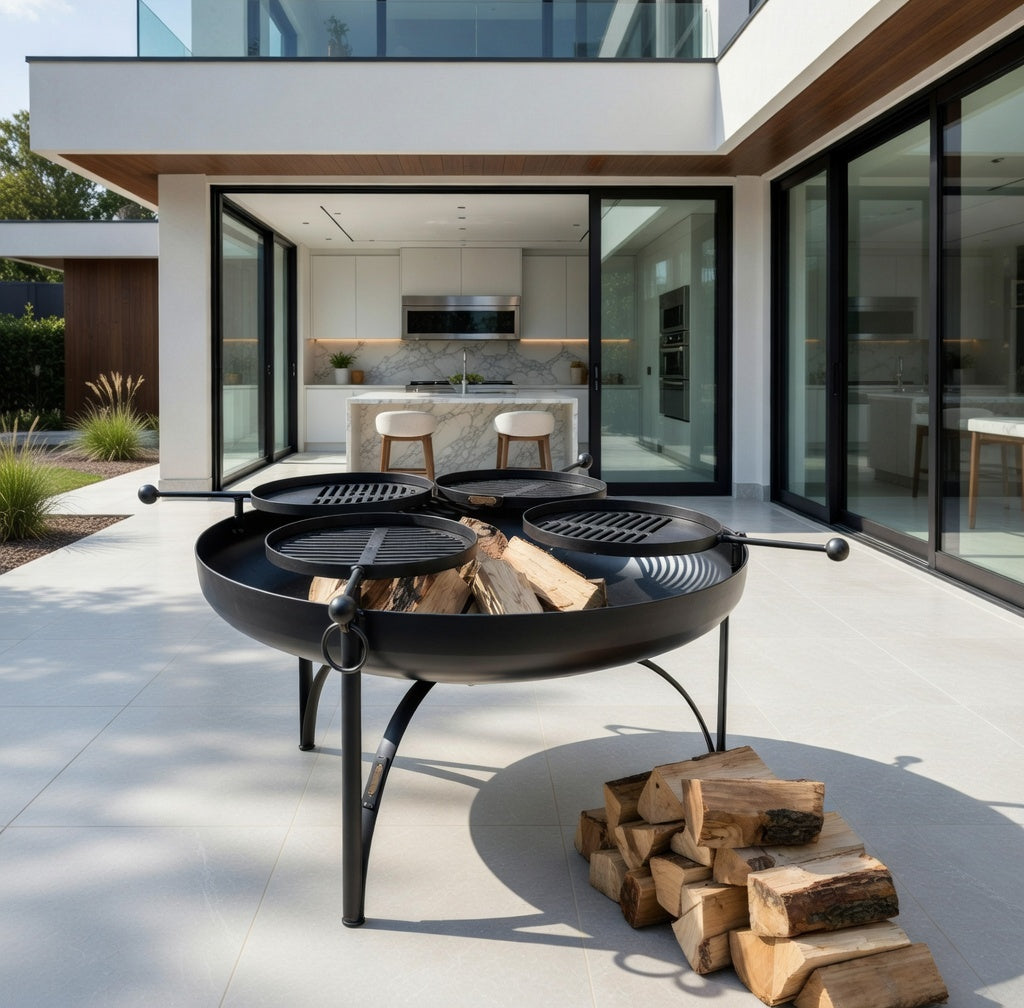 Plain Jane 120 Fire Pit with Four Swing Arm BBQ Racks — Primecookout Ltd