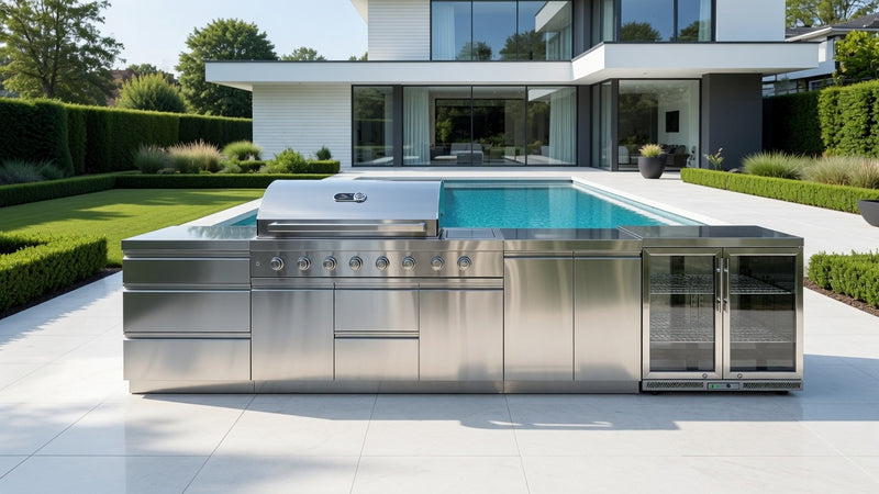 Whistler Outdoor Kitchen 6 Burner BBQ, Fridge, Triple Drawer and Gas Bottle Cabinet | 4M