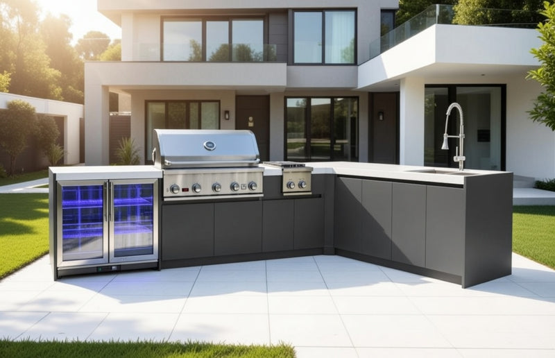 Whistler Fairford Outdoor Kitchen with Burford 5-Burner BBQ and side burner | 3.6M X 2.4M Full-Length