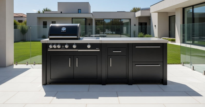 Grandpro by Stoll Aluminum Outdoor Kitchen Graphite Premium Plus and Double Drawer Fridge | 2.6M