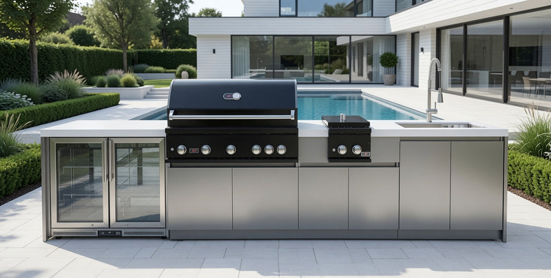 Whistler Fairford Outdoor Kitchen with Burford 5-Burner BBQ and side burner | 3.6M Full-Length