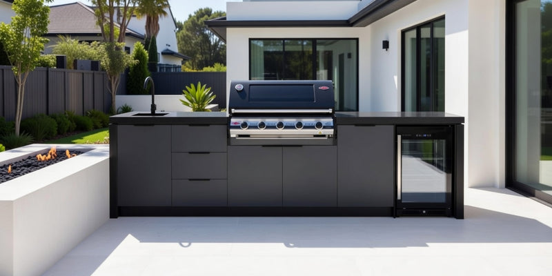 Cabinex Premium Outdoor Kitchen With Signature S3000E 5 Burner BBQ Black | 3.4 Meters