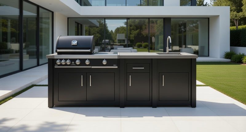 Grandpro by Stoll Aluminum Outdoor Kitchen Graphite Premium Plus, and Sink | 2.6M