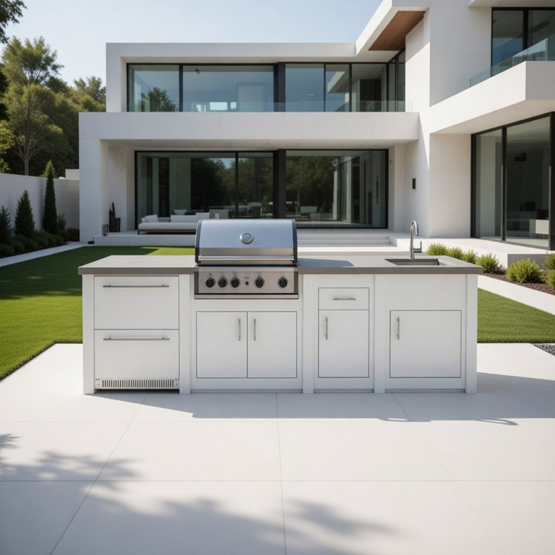 Grandpro by Stoll Aluminum Outdoor Kitchen Pro Elite Sink, and Double Drawer Fridge | 3M