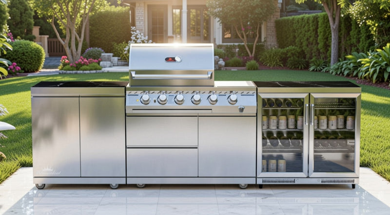 Whistler Outdoor Kitchen 4 Burner BBQ, Fridge and Double Doors | 2.9Meters