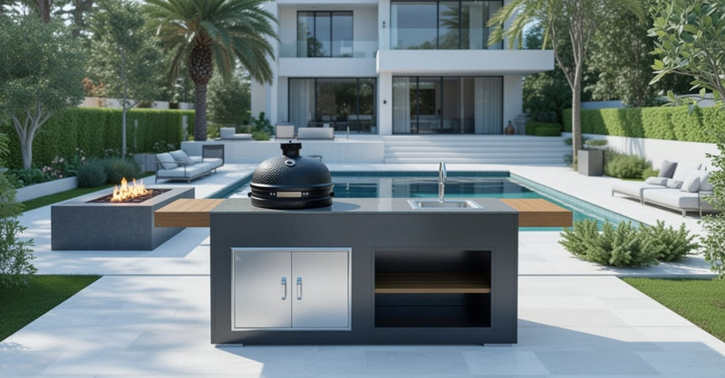 Grillandia Outdoor Kitchen Large Bastard Kamado Grill, and Sink | 2M