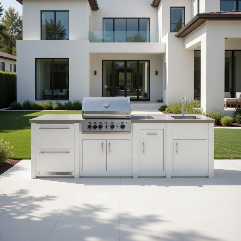 Grandpro by Stoll Aluminum Outdoor Kitchen Pro Elite Sink, and Double Drawer Fridge | 3M