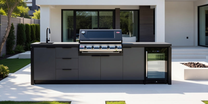 Cabinex Premium Outdoor Kitchen With Signature S3000E 5 Burner BBQ Black | 3.4 Meters