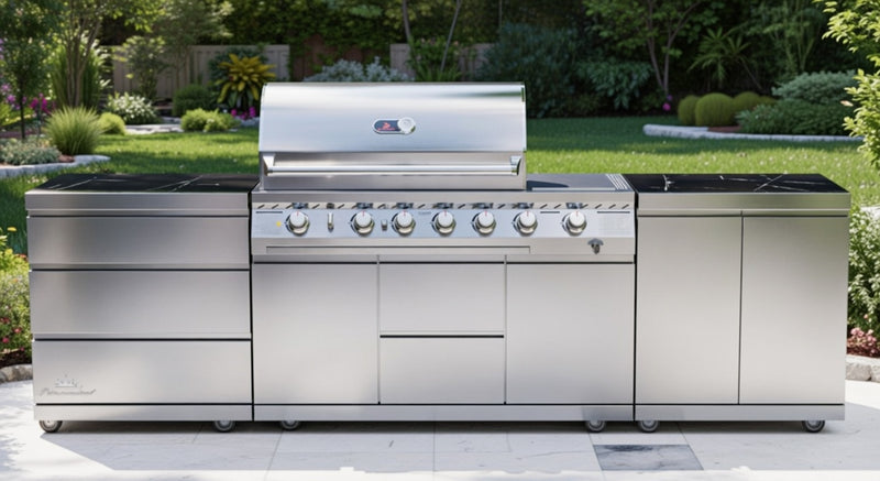 Whistler Outdoor Kitchen 6 Burner BBQ, Double Doors and Triple Drawer | 3.2Meters