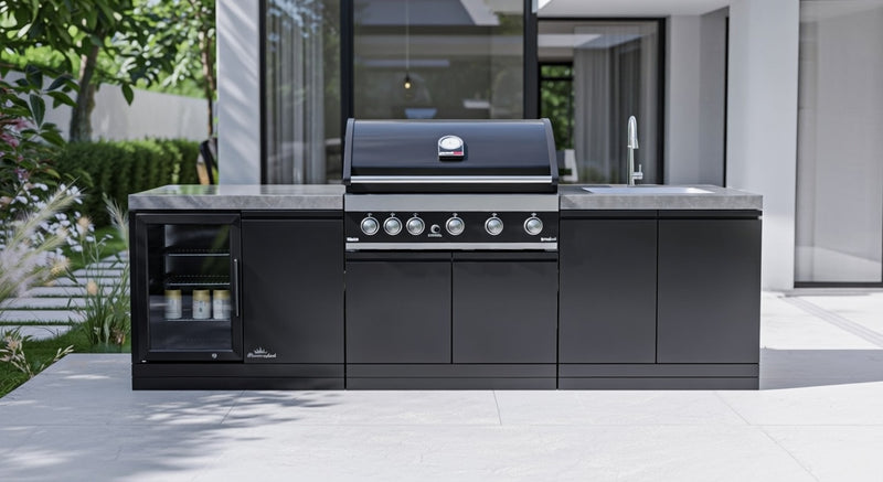 GrandPro Outdoor Kitchen with 5 Burner BBQ, Fridge and Sink - 2.6m