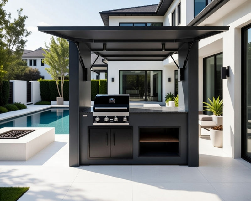 Grillandia Outdoor Kitchen Cabana Pod with Two Doors GrandHall 4 Burner | 2.4M