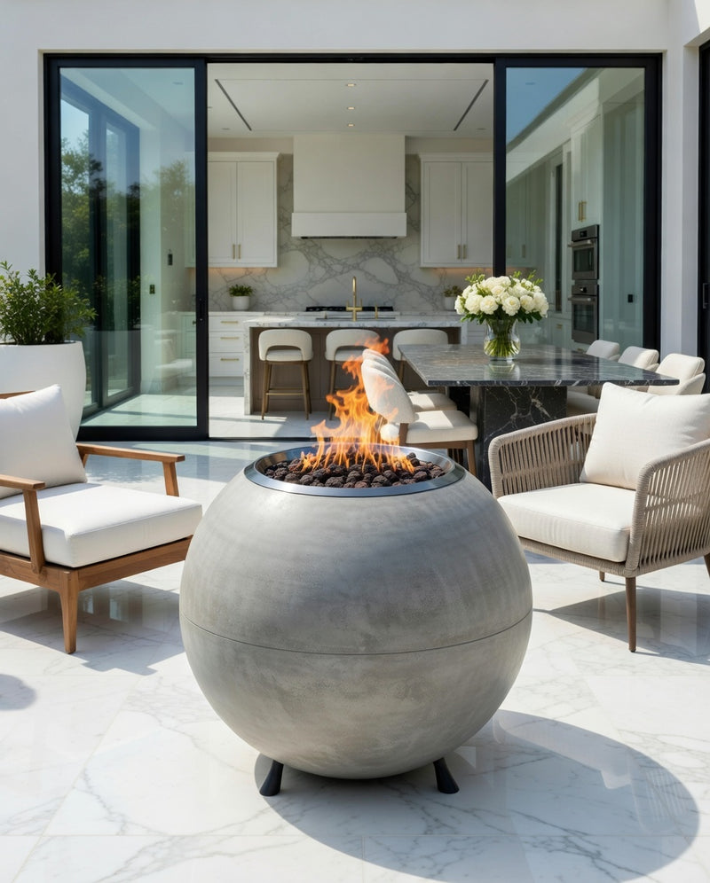 Ballo Gas Fire Pit Concrete Look